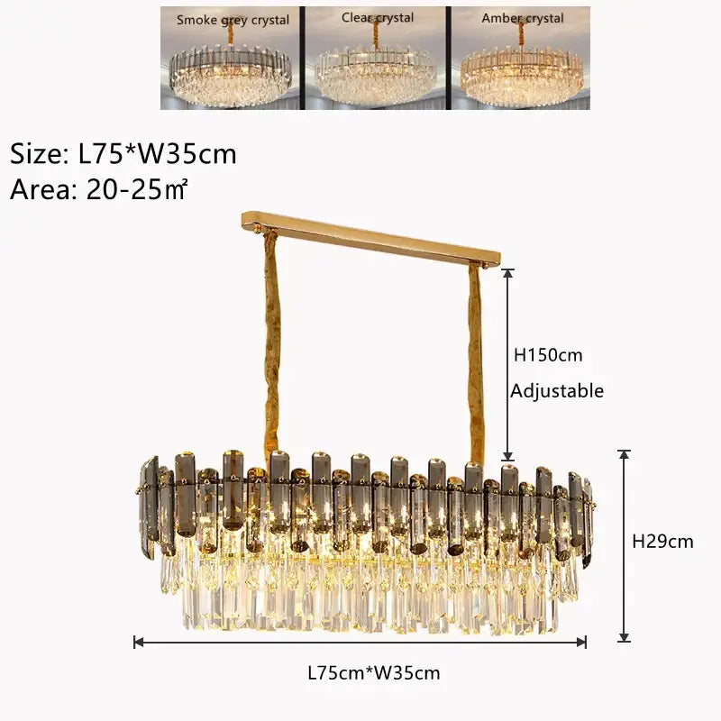 Modern gold twisted brass crystal chandelier living room light