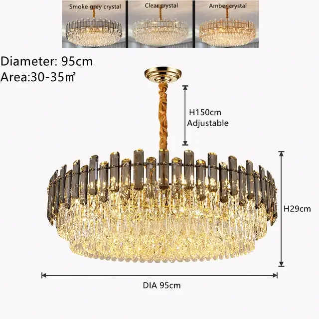 Modern gold twisted brass crystal chandelier living room light