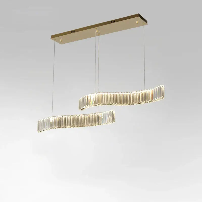 Modern gold two ring crystal led chandelier dining room light