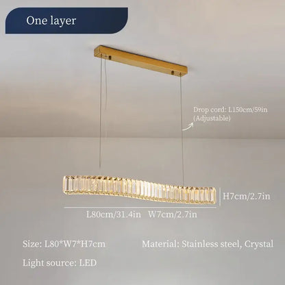 Modern gold two ring crystal led chandelier dining room light