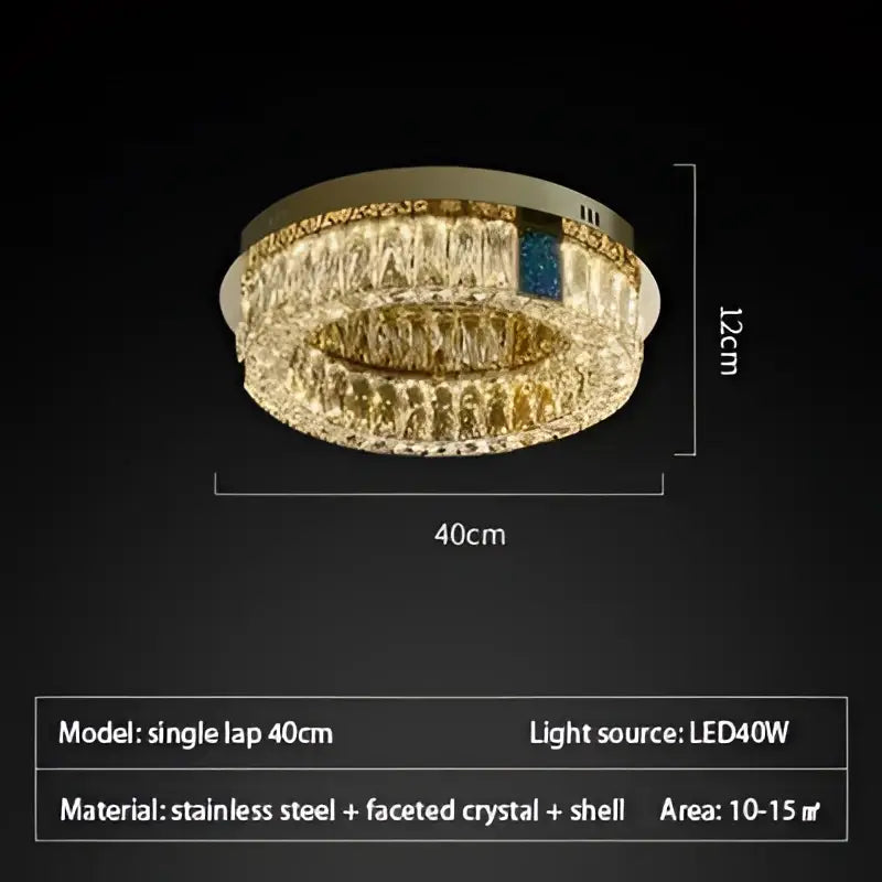 Modern gold two tier crystal led ceiling lamp for living room