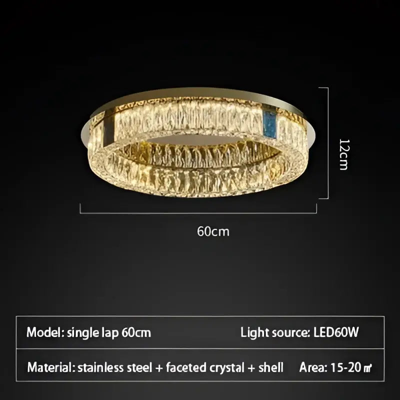 Modern gold two tier crystal led ceiling lamp for living room