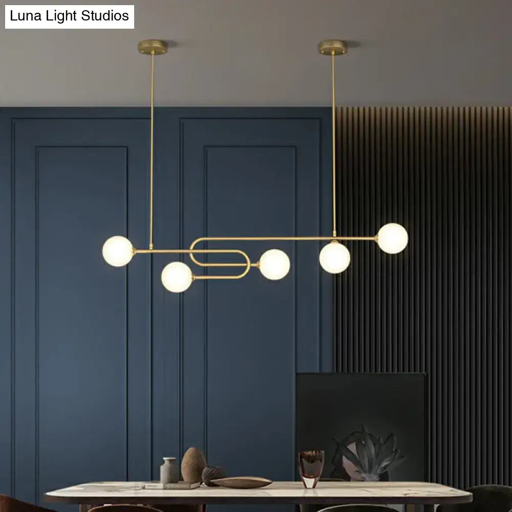 Modern gold u-shaped glass shade pendant light for dining room island