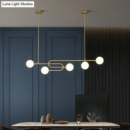 Modern gold u-shaped glass shade pendant light for dining room island