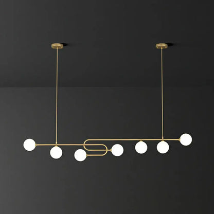 Modern gold u-shaped glass shade pendant light for dining room island