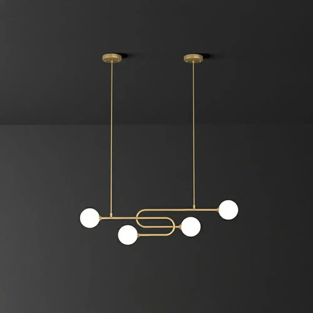 Modern gold u-shaped glass shade pendant light for dining room island