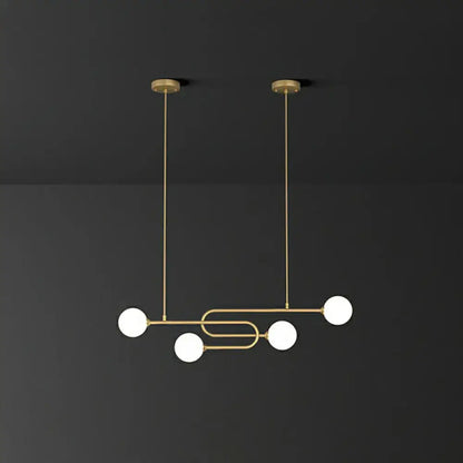 Modern gold u-shaped glass shade pendant light for dining room island