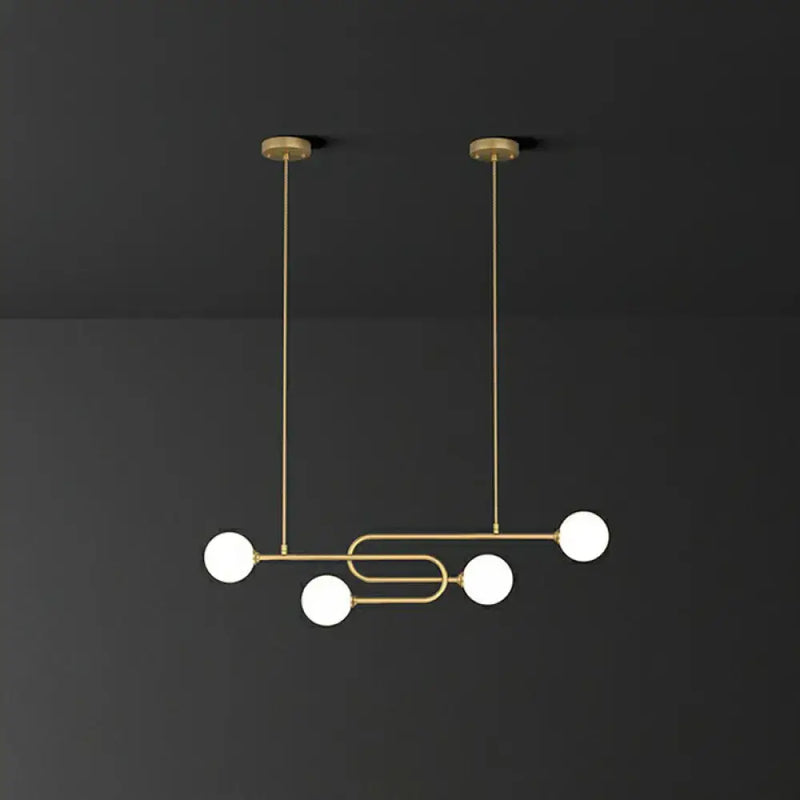 Modern gold u-shaped glass shade pendant light for dining room island