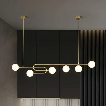 Modern gold u-shaped glass shade pendant light for dining room island