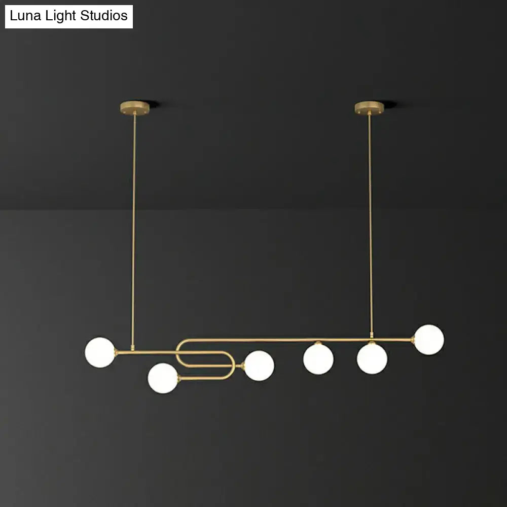 Modern gold u-shaped glass shade pendant light for dining room island