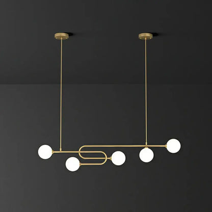 Modern gold u-shaped glass shade pendant light for dining room island