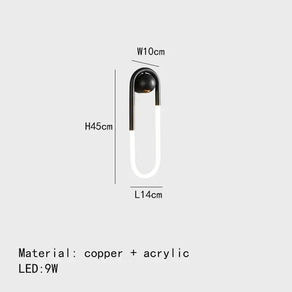 Modern gold u-shaped led wall lights – bedroom 3-color dimming sconce