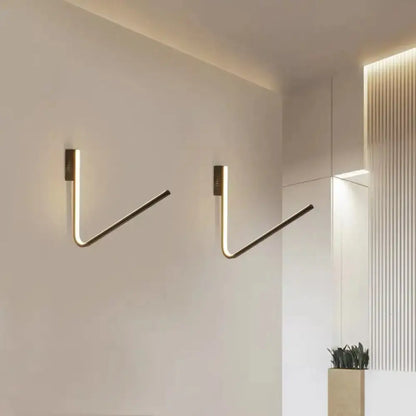 Modern gold v-shaped led sconce – corridor warm white light silica gel