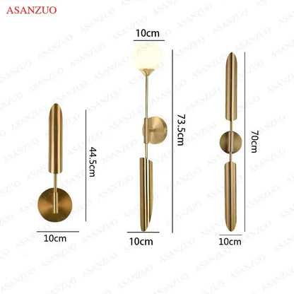 Modern gold vertical led wall lamps for living room