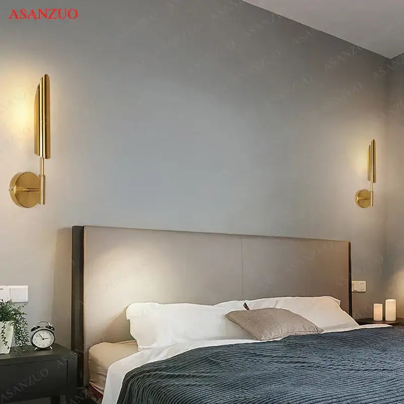 Modern gold vertical led wall lamps for living room