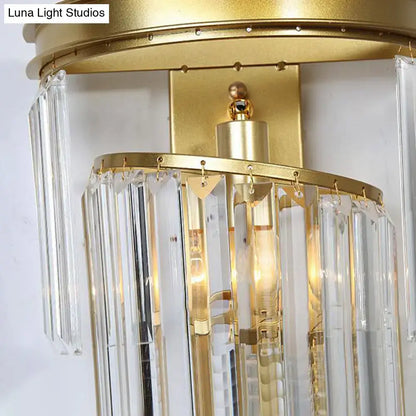 Modern gold wall lamp with clear crystal block for bedroom