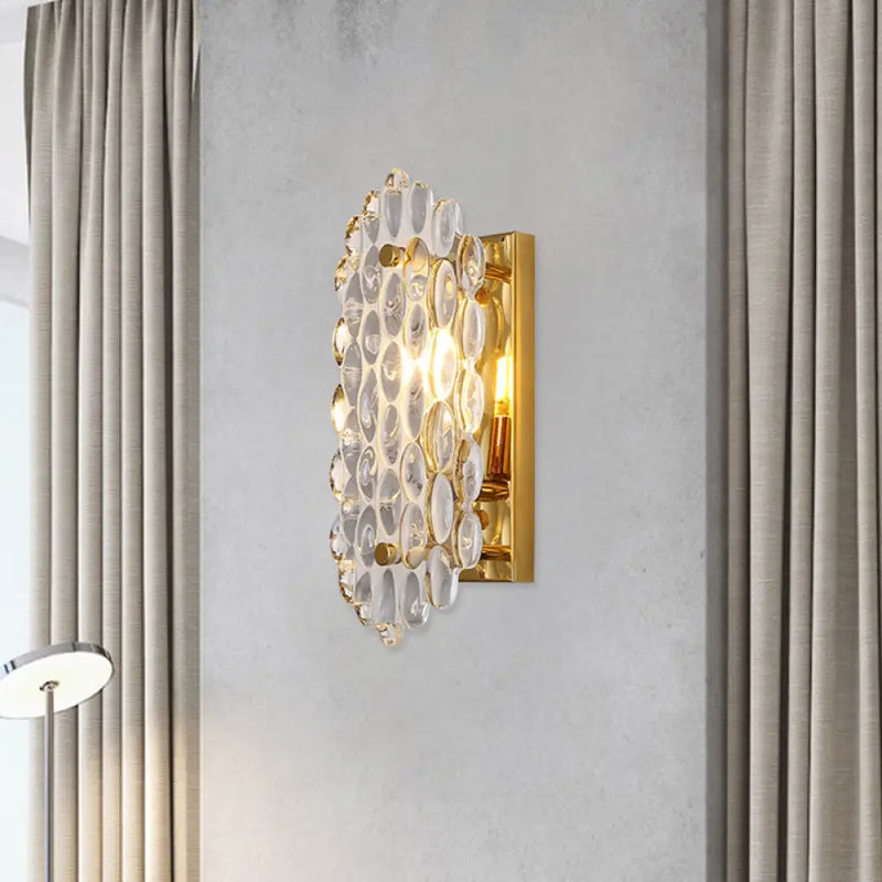 DecorBites™ Modern Gold Wall Lamp with Crystal Panel Shade - Elegant Hallway Sconce