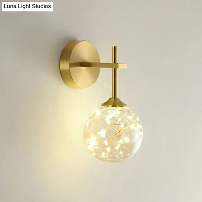 Modern gold wall lamp with frosted glass shade bedroom sconce