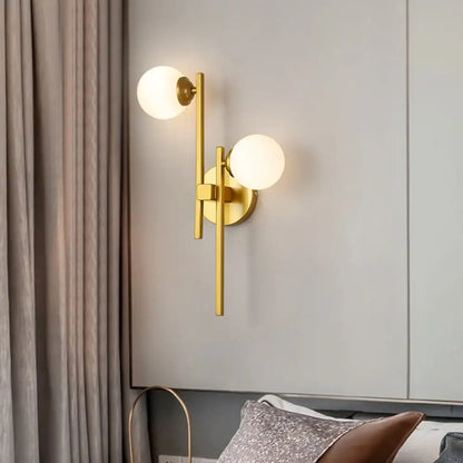 DecorBites™ Modern Gold Wall Lamp with Opal Glass Shade - 2-Light Living Room Wall Lighting