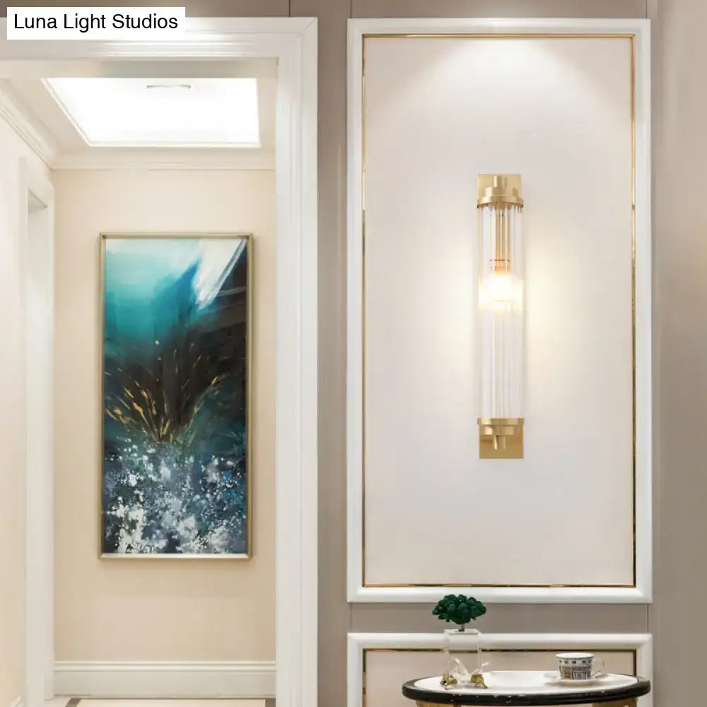 Modern gold wall light fixture with frosted glass for living room