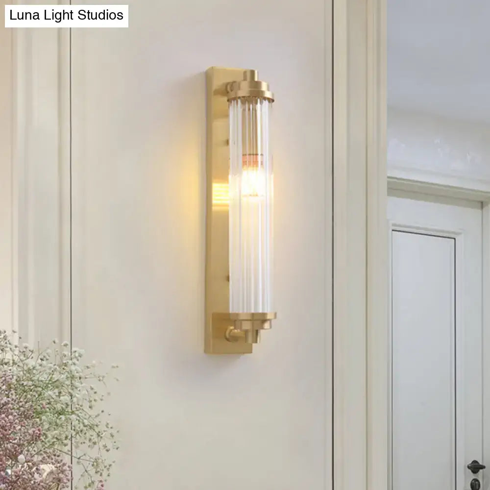 Modern gold wall light fixture with frosted glass for living room