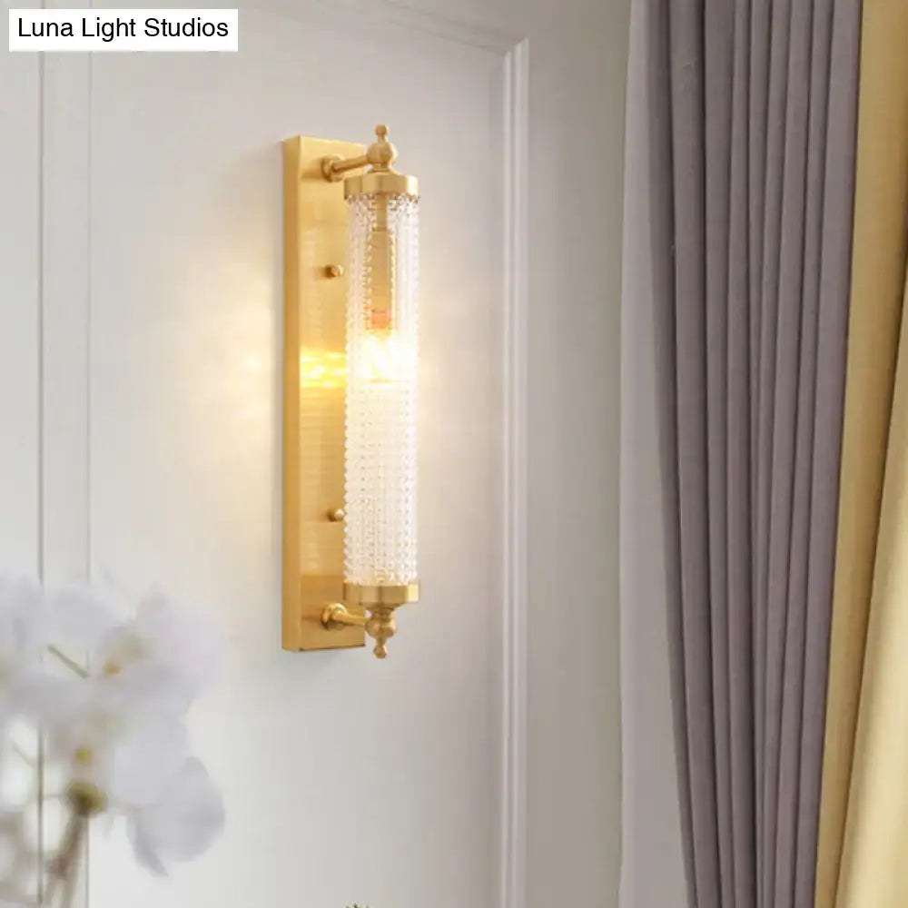 Modern gold wall light fixture with frosted glass for living room