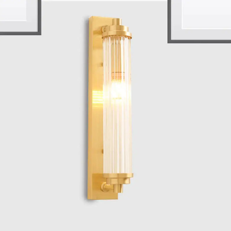 Modern gold wall light fixture with frosted glass for living room