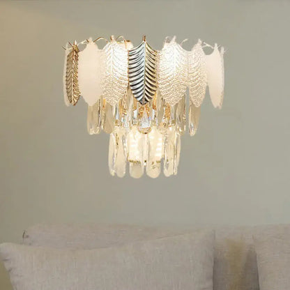 Modern gold wall light with acrylic leaves bedroom sconce e12 e14