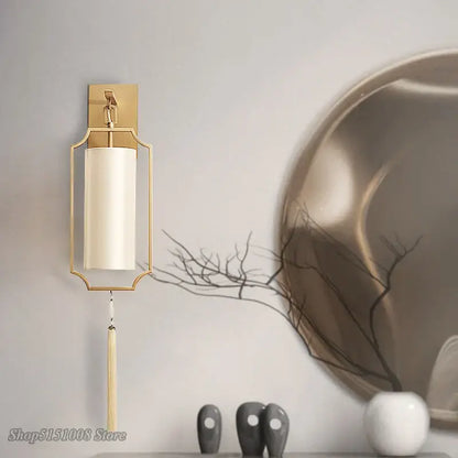 Modern gold wall lights with tassel shade for living room