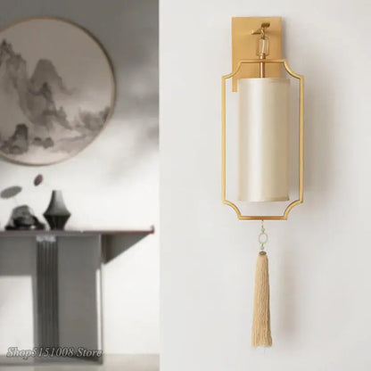 Modern gold wall lights with tassel shade for living room