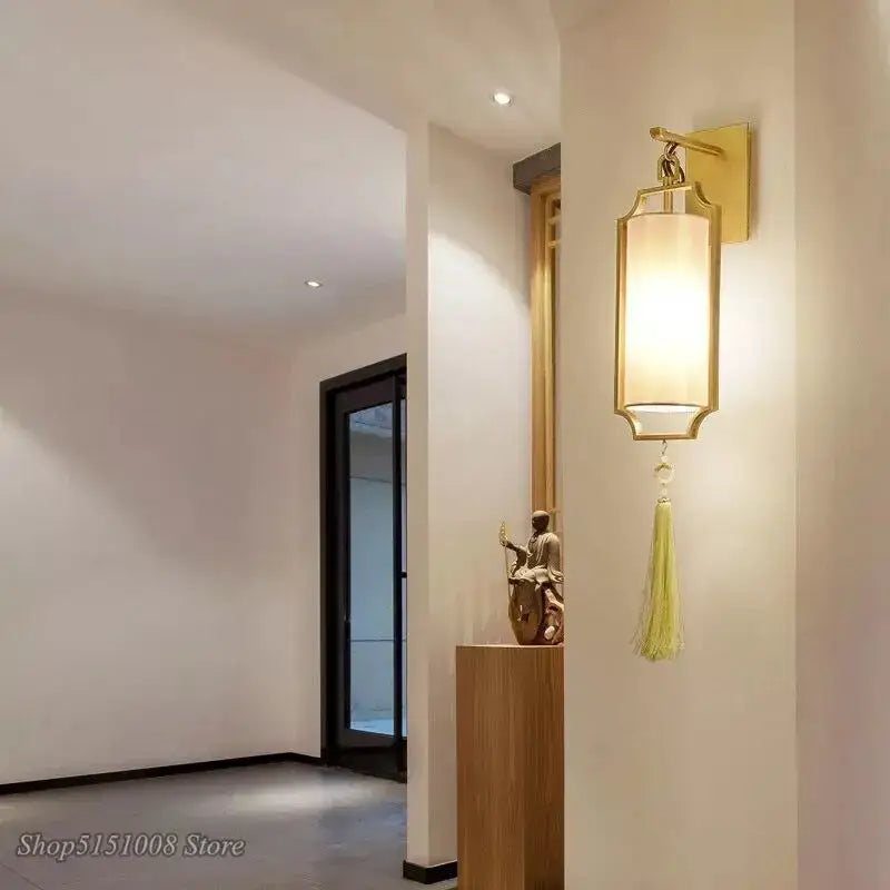 Modern gold wall lights with tassel shade for living room