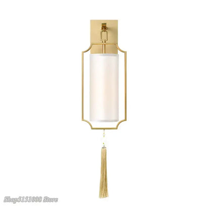 Modern gold wall lights with tassel shade for living room