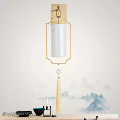 Modern gold wall lights with tassel shade for living room