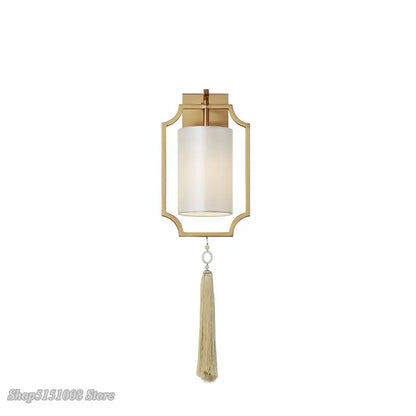 Modern gold wall lights with tassel shade for living room