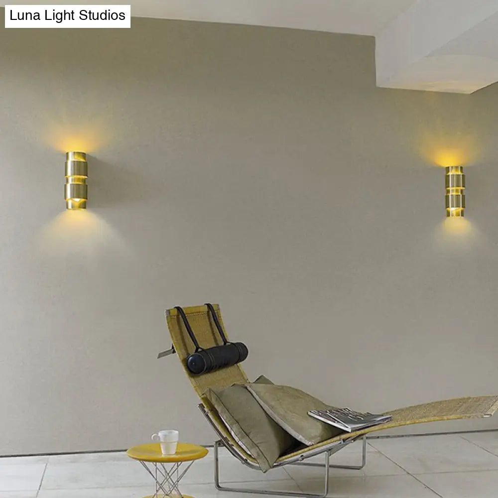 DecorBites™ Modern Gold Wall Mount Lamp with Cylinder Metal Shade - 2 Heads Foyer Wall Sconce