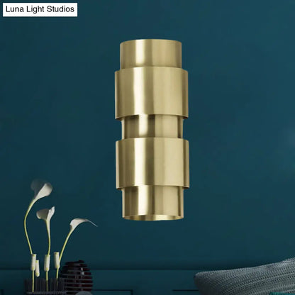 DecorBites™ Modern Gold Wall Mount Lamp with Cylinder Metal Shade - 2 Heads Foyer Wall Sconce