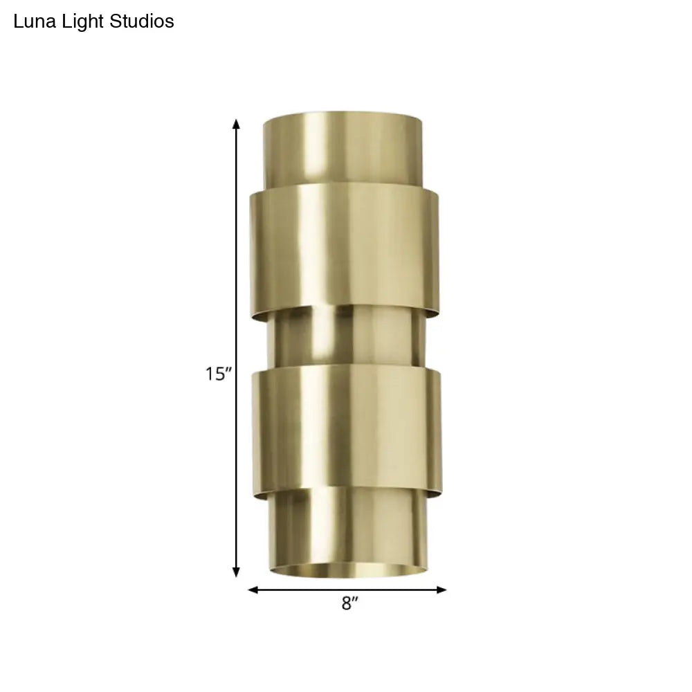 DecorBites™ Modern Gold Wall Mount Lamp with Cylinder Metal Shade - 2 Heads Foyer Wall Sconce