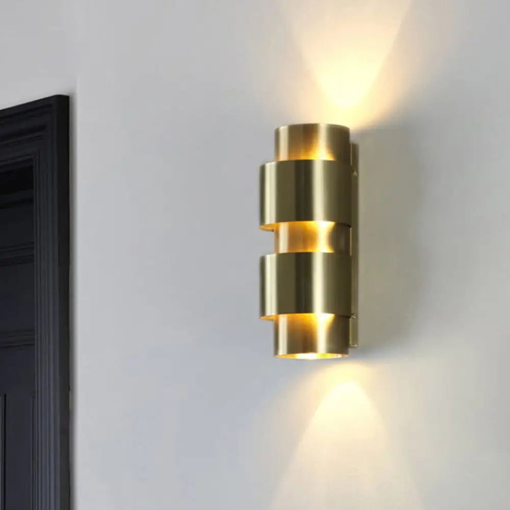 DecorBites™ Modern Gold Wall Mount Lamp with Cylinder Metal Shade - 2 Heads Foyer Wall Sconce