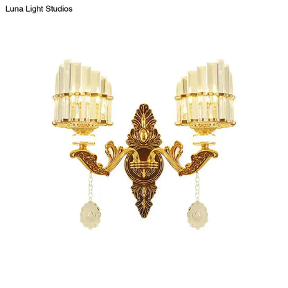 Modern gold wall mount light arc sconce with crystal for bedroom