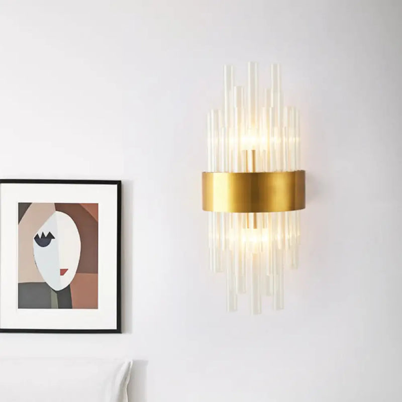 DecorBites™ Modern Gold Wall Mount Light with Crystal Tube - Perfect for Corridors