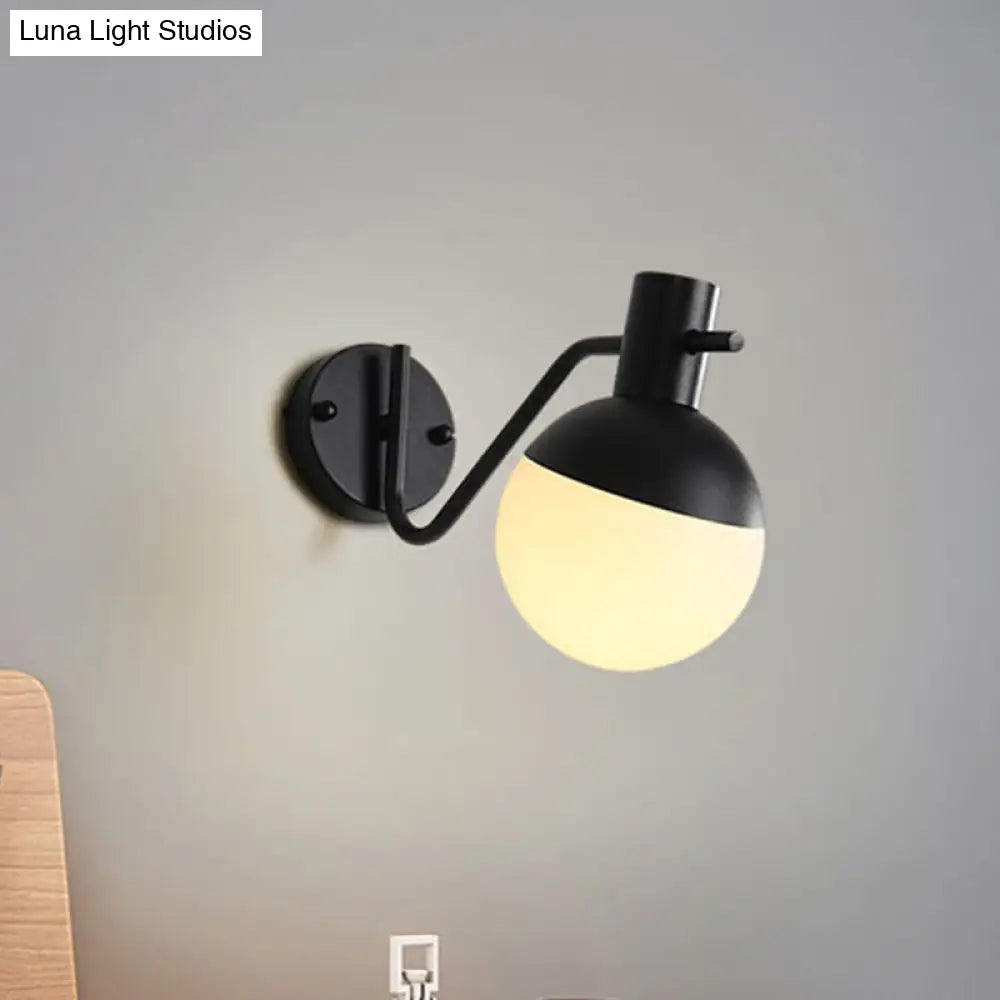 DecorBites™ Modern Gold Wall Mount Sconce Light with Global Milk Glass Shade - 1 Light for Living Room