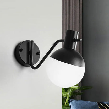 DecorBites™ Modern Gold Wall Mount Sconce Light with Global Milk Glass Shade - 1 Light for Living Room