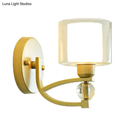Modern gold wall mounted lamp bedroom dual glass sconce
