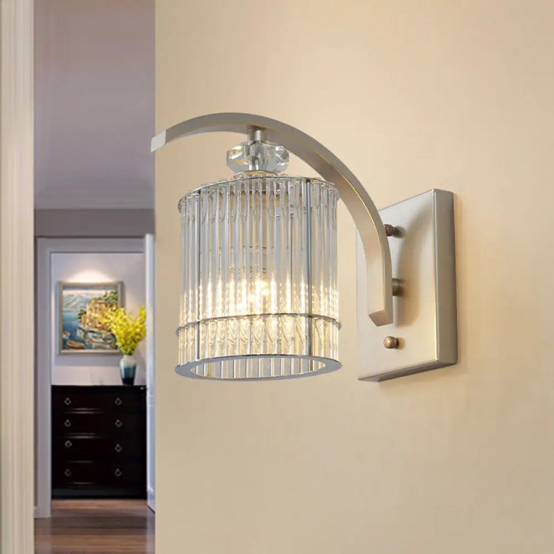 DecorBites™ Modern Gold Wall Mounted Lamp with Clear Crystal Shade- 1 Head Cylindrical Design