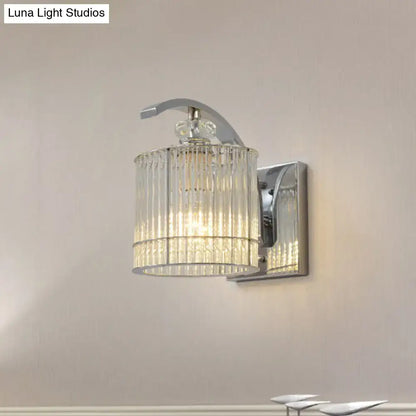 Modern gold wall mounted lamp with clear crystal shade bedroom sconce