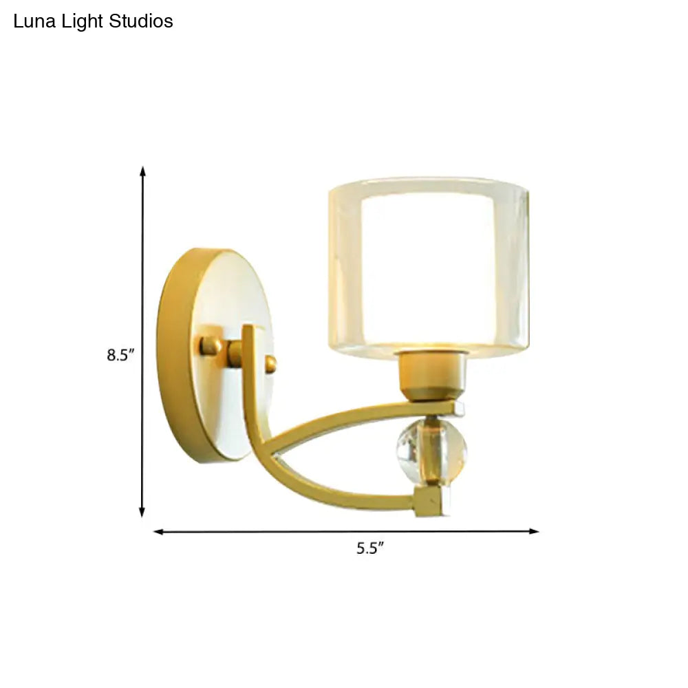 DecorBites™ Modern Gold Wall Mounted Lamp with Dual Clear and Opal Glass Shade - Indoor Wall Lighting