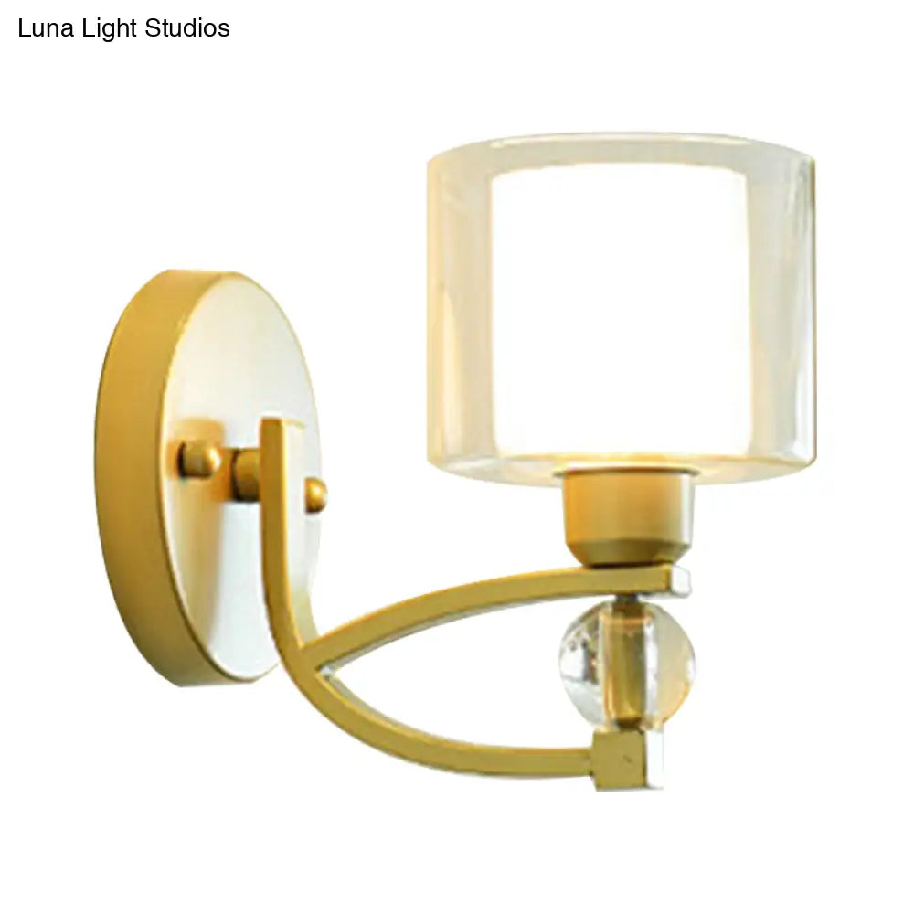 DecorBites™ Modern Gold Wall Mounted Lamp with Dual Clear and Opal Glass Shade - Indoor Wall Lighting