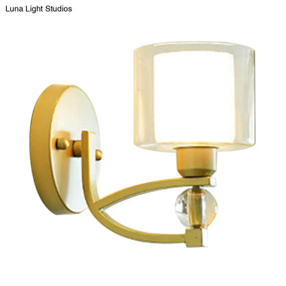 DecorBites™ Modern Gold Wall Mounted Lamp with Dual Clear and Opal Glass Shade - Indoor Wall Lighting
