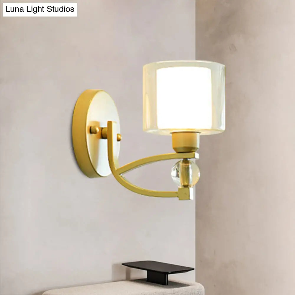 DecorBites™ Modern Gold Wall Mounted Lamp with Dual Clear and Opal Glass Shade - Indoor Wall Lighting