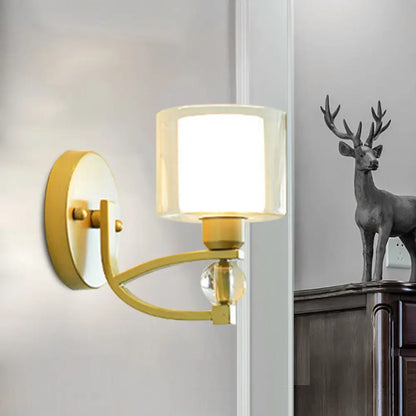 DecorBites™ Modern Gold Wall Mounted Lamp with Dual Clear and Opal Glass Shade - Indoor Wall Lighting
